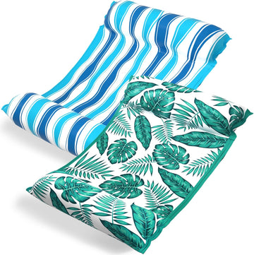 Jasonwell Water Hammock Pool Floats - 2PACK Fabric Inflatable Pool Hammock Float Floaties 4 in 1 (Saddle Lounge Chair Drifter) Lake Beach Floating Loungers Swimming Pool Rafts Toys for Adults - Jasonwell